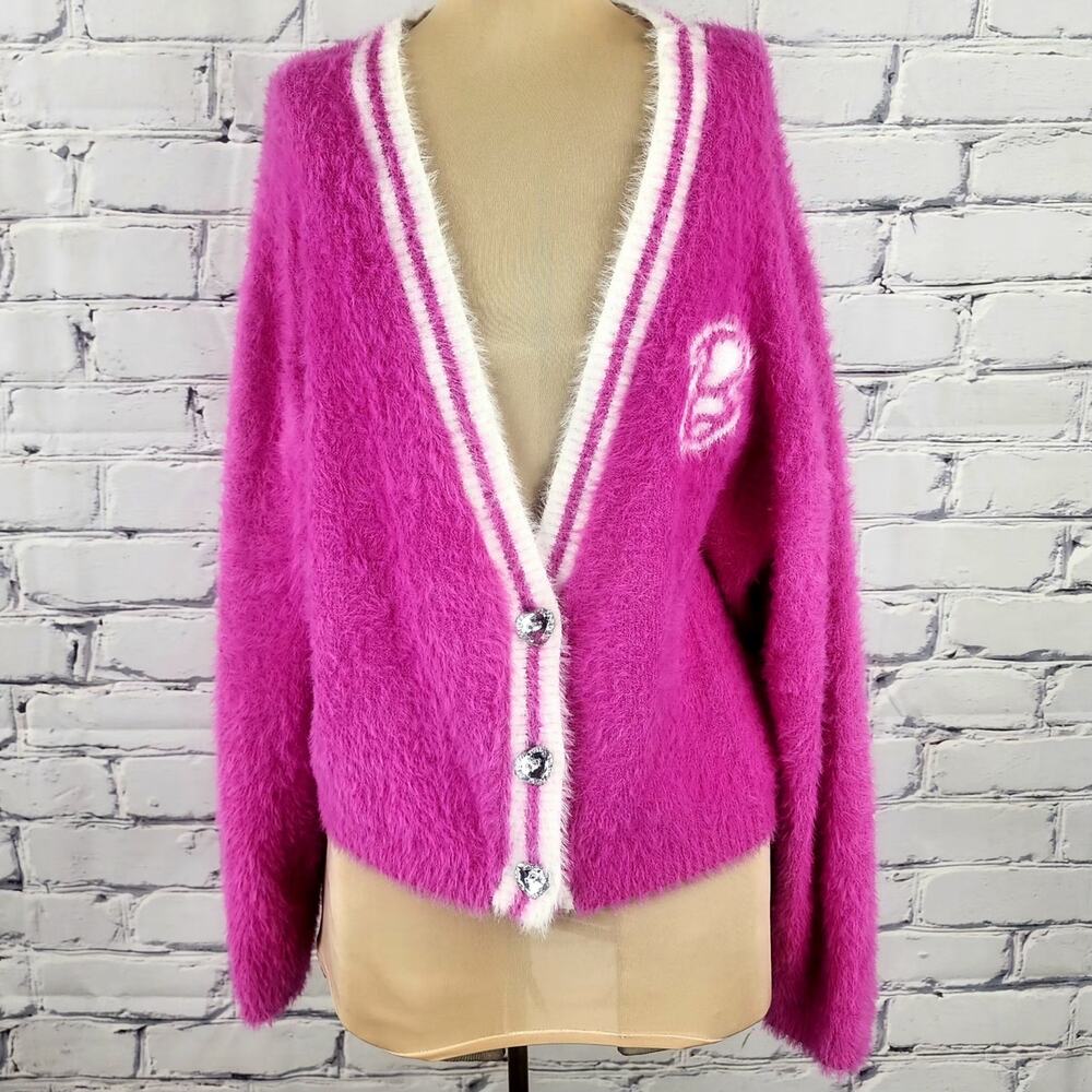 Barbie Varsity Cardigan Sweater
Super Soft Eyelash - WOMENS XL Barbiecore